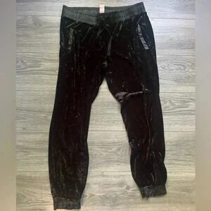 Juicy Couture Y2K Black Velour Joggers with Pockets Elastic Waistband Size L